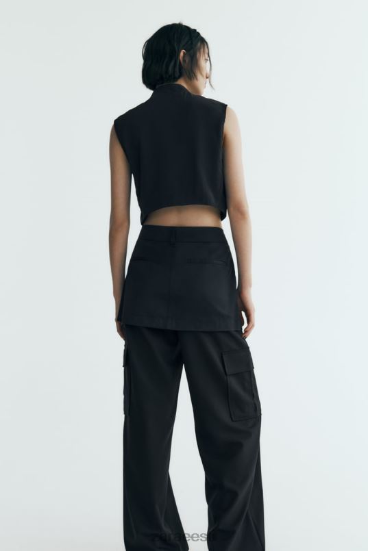 Zara nailonist skort naised must Riietus 42F0H495