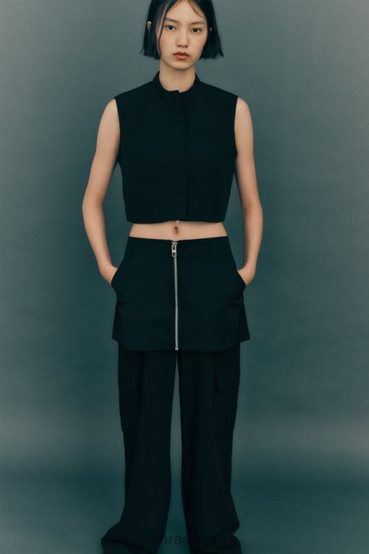 Zara nailonist skort naised must Riietus 42F0H495