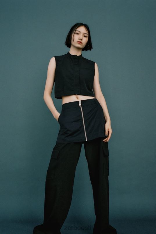 Zara nailonist skort naised must Riietus 42F0H495