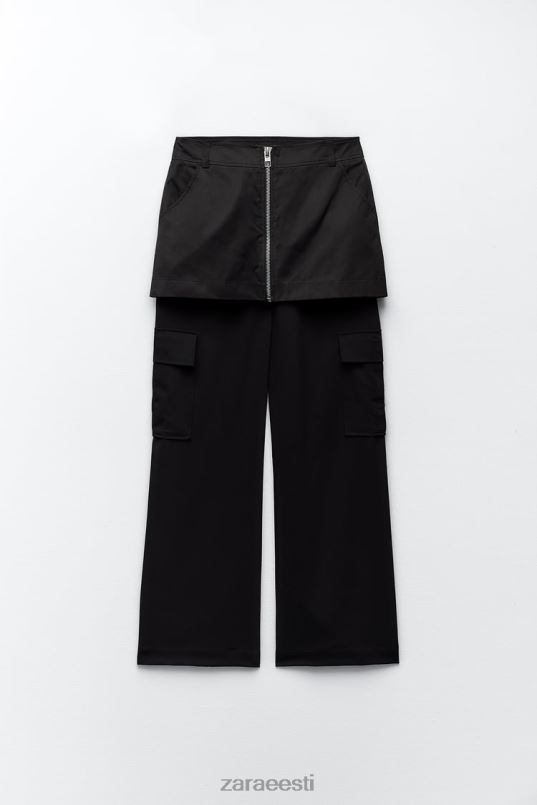 Zara nailonist skort naised must Riietus 42F0H495