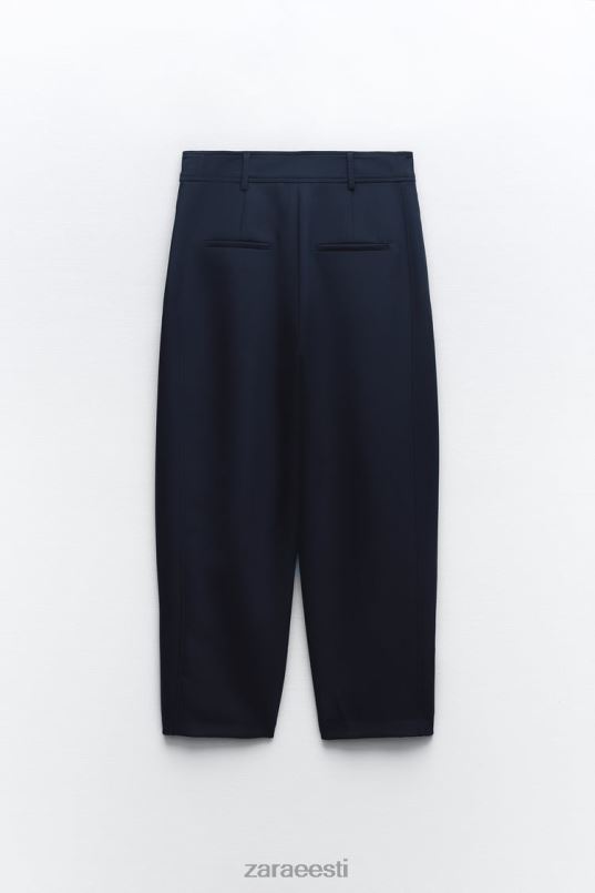 Zara plisseeritud kitsenevad püksid naised mereväe sinine Riietus 42F0H492