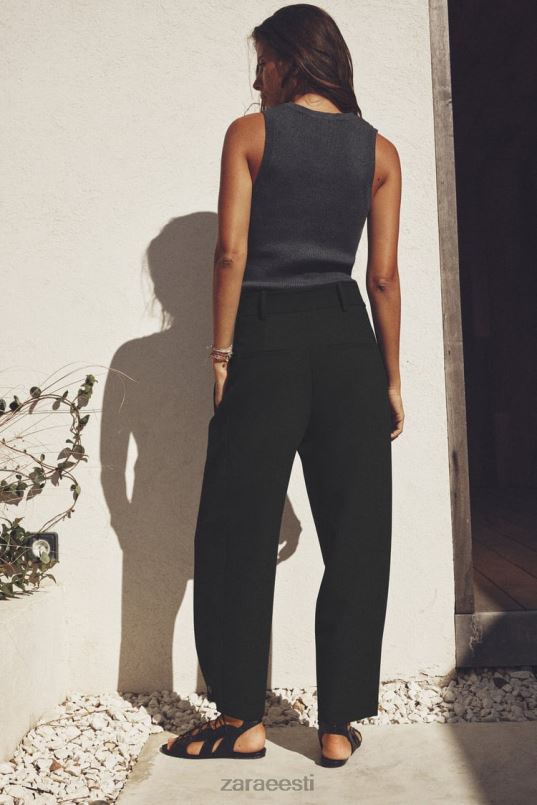 Zara plisseeritud kitsenevad püksid naised must Riietus 42F0H874