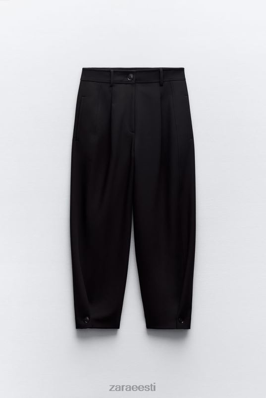 Zara plisseeritud kitsenevad püksid naised must Riietus 42F0H874