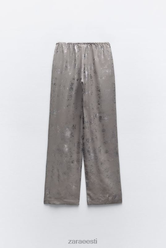 Zara trükitud fooliumpüksid naised tumehall Riietus 42F0H937