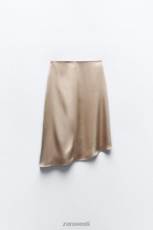 Zara a/line siluetiga satiinefektiga seelik naised beež/roosa Riietus 42F0H631