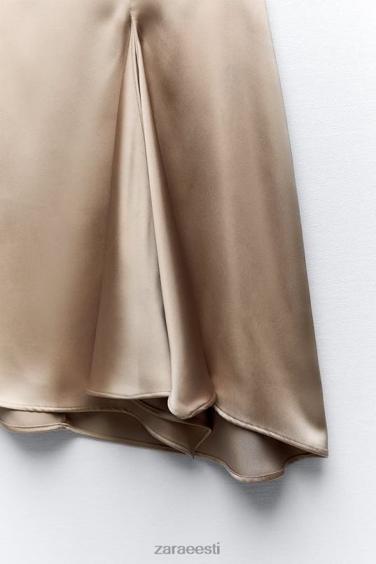Zara a/line siluetiga satiinefektiga seelik naised beež/roosa Riietus 42F0H631