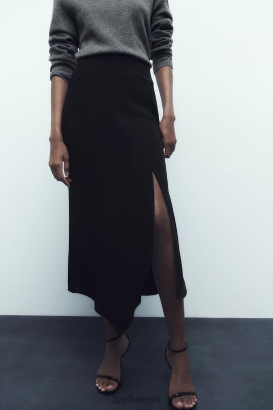 Zara asümmeetriline midi seelik naised must Riietus 42F0H664