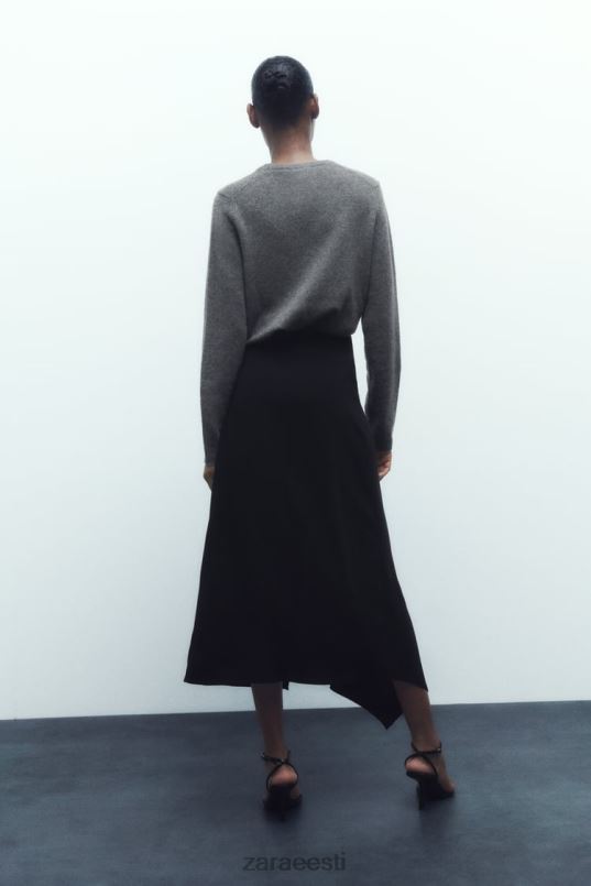 Zara asümmeetriline midi seelik naised must Riietus 42F0H664