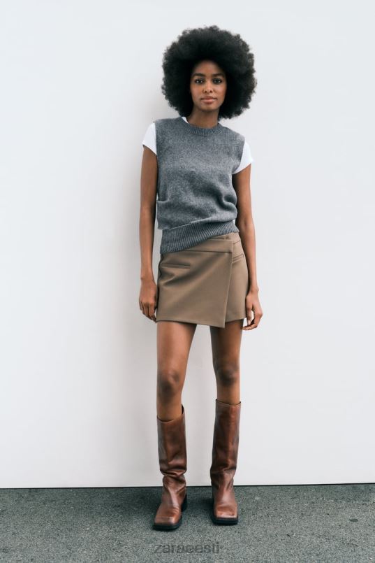 Zara asümmeetriline skort naised pruun/teip Riietus 42F0H529