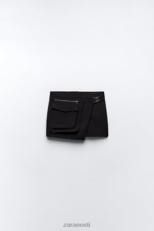 Zara asümmeetrilise taskuga seelik naised must Riietus 42F0H687