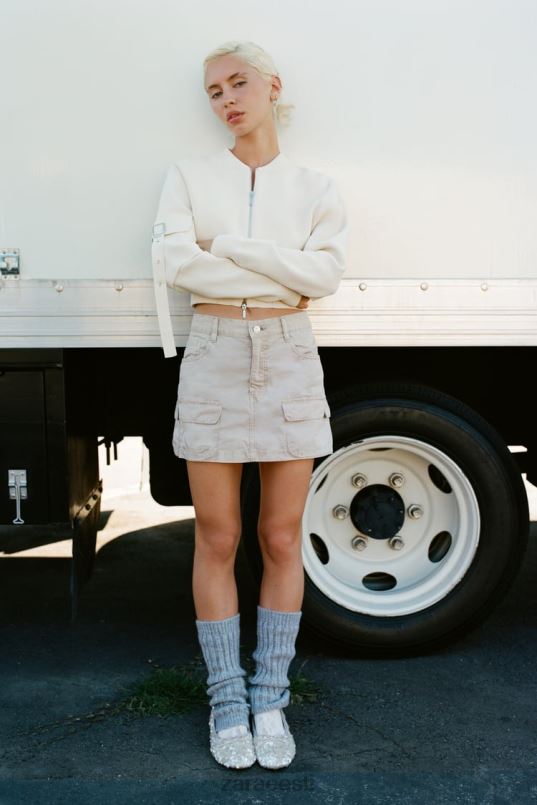 Zara cargo mini seelik naised kerge kaamel Riietus 42F0H680