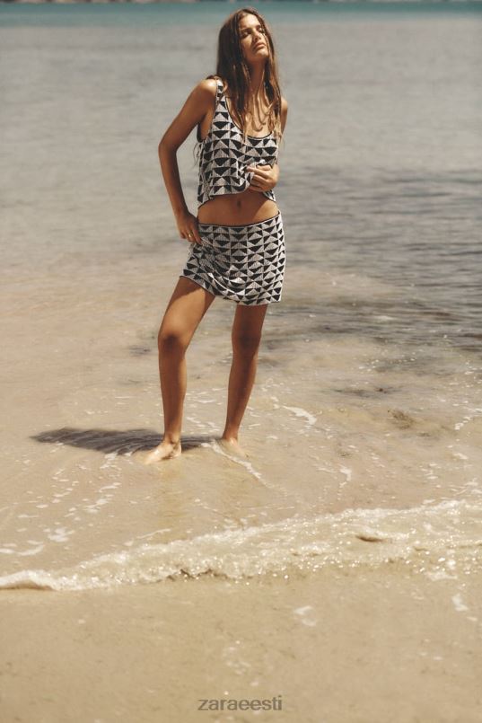 Zara helmestega miniseelik naised must valge Riietus 42F0H712