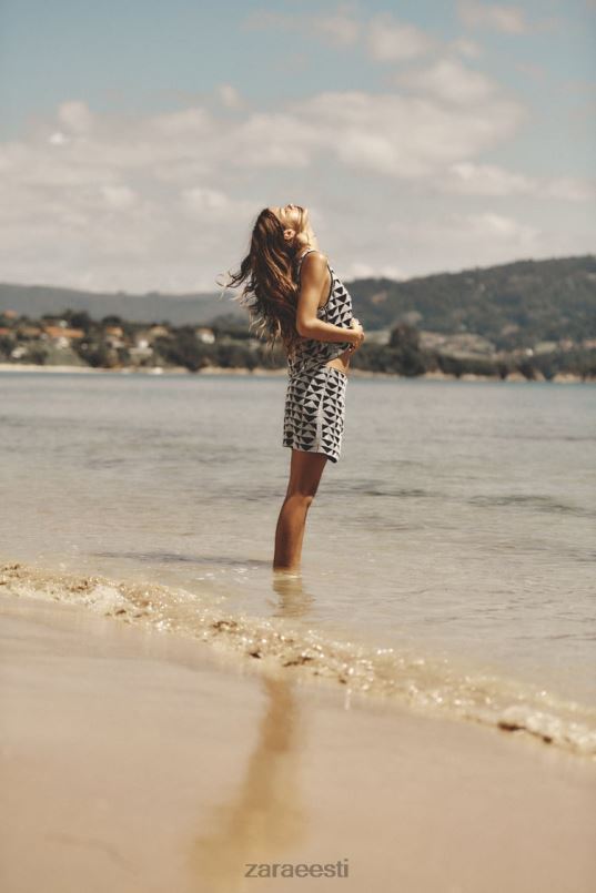 Zara helmestega miniseelik naised must valge Riietus 42F0H712