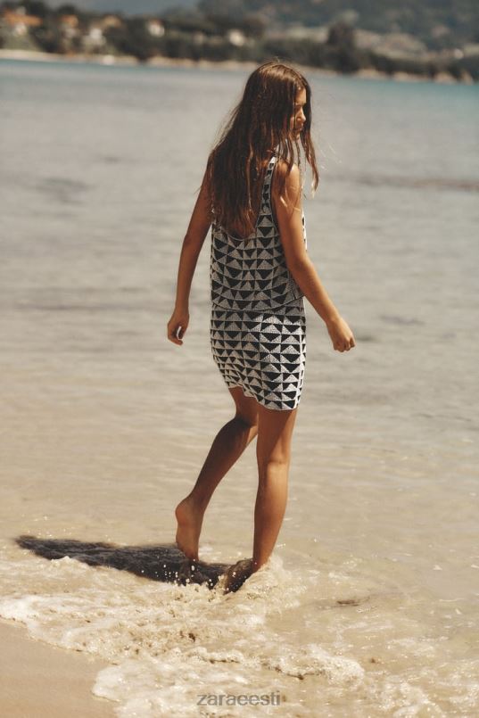 Zara helmestega miniseelik naised must valge Riietus 42F0H712