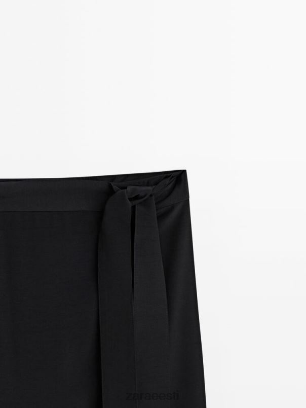 Zara kontrastselt voolav midi seelik naised must Riietus 42F0H844