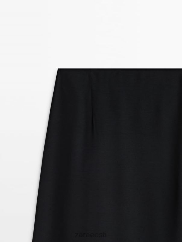 Zara kontrastselt voolav midi seelik naised must Riietus 42F0H844
