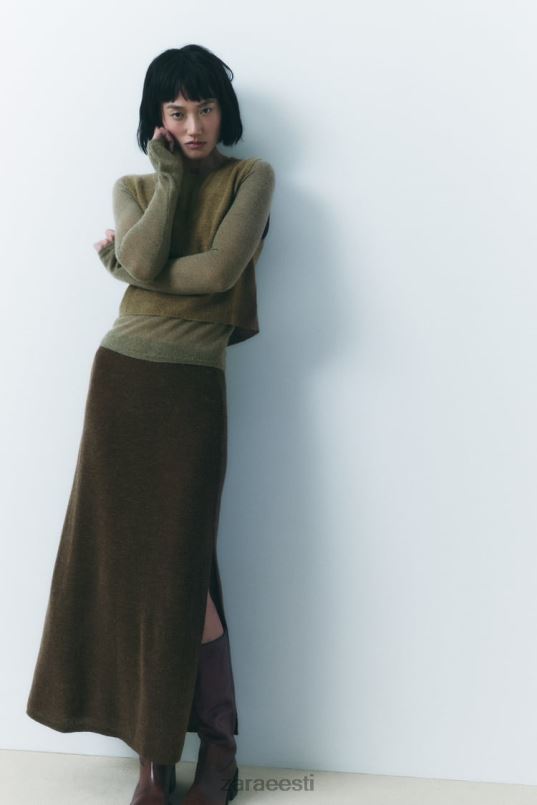Zara koo midi seelik naised tume oliiv Riietus 42F0H641