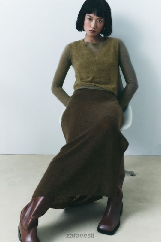 Zara koo midi seelik naised tume oliiv Riietus 42F0H641