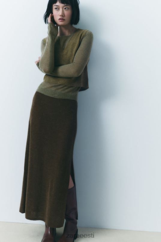 Zara koo midi seelik naised tume oliiv Riietus 42F0H641