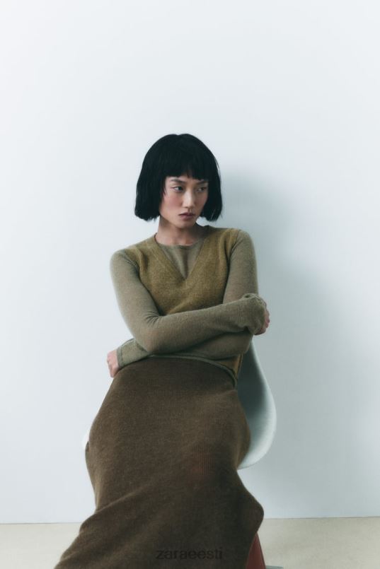 Zara koo midi seelik naised tume oliiv Riietus 42F0H641