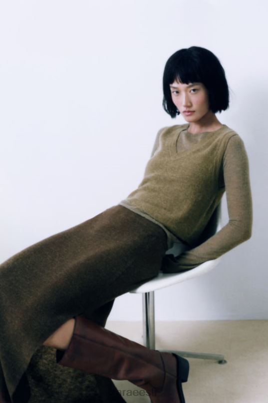 Zara koo midi seelik naised tume oliiv Riietus 42F0H641