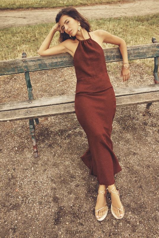 Zara kulunud linane seelik naised telliskivi Riietus 42F0H707