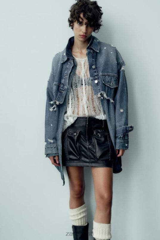 Zara kunstnahast taskuseelik naised must Riietus 42F0H662