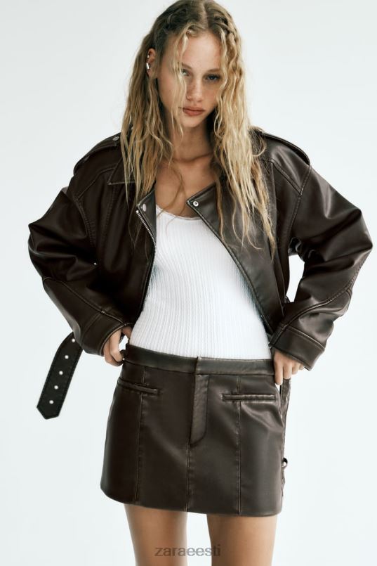 Zara kunstnahast taskuseelik naised süsi Riietus 42F0H647