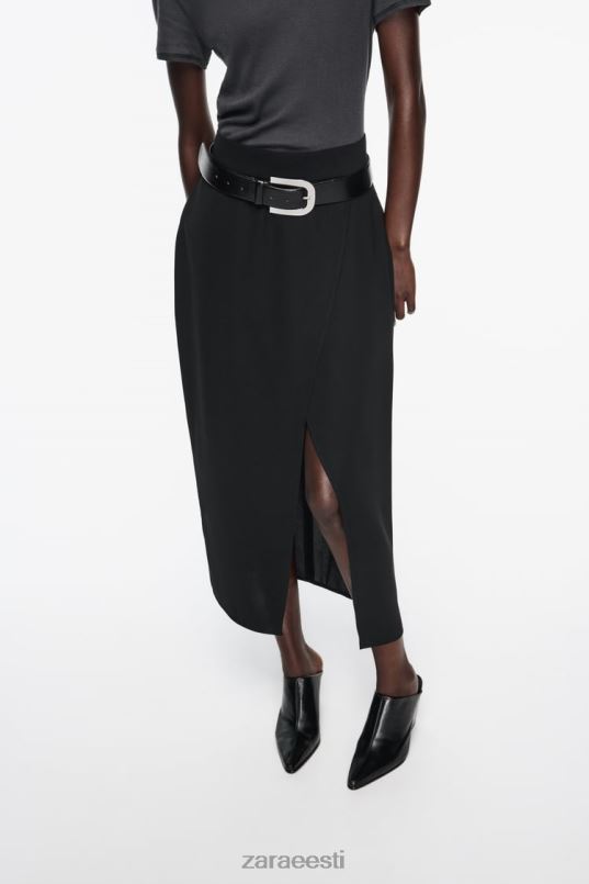 Zara lõhikuga midiseelik naised must Riietus 42F0H651