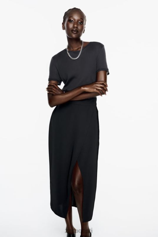 Zara lõhikuga midiseelik naised must Riietus 42F0H651