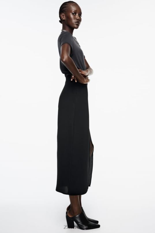 Zara lõhikuga midiseelik naised must Riietus 42F0H651