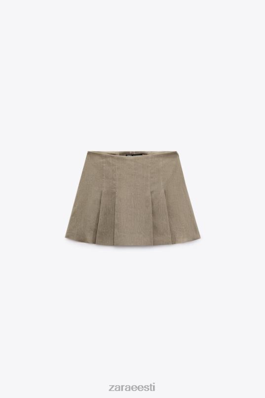Zara linakast plisseeritud skort naised beež Riietus 42F0H688
