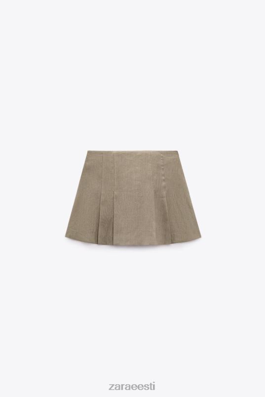 Zara linakast plisseeritud skort naised beež Riietus 42F0H688