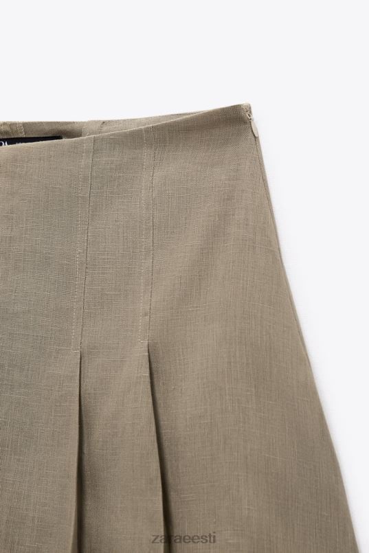 Zara linakast plisseeritud skort naised beež Riietus 42F0H688