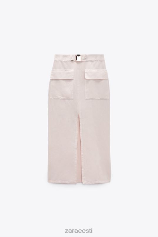 Zara linasegust midi cargo seelik naised ekru Riietus 42F0H713