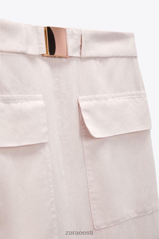 Zara linasegust midi cargo seelik naised ekru Riietus 42F0H713