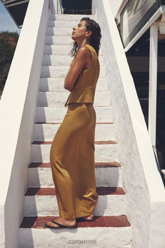 Zara linasegust midiseelik naised oliiviroheline Riietus 42F0H666