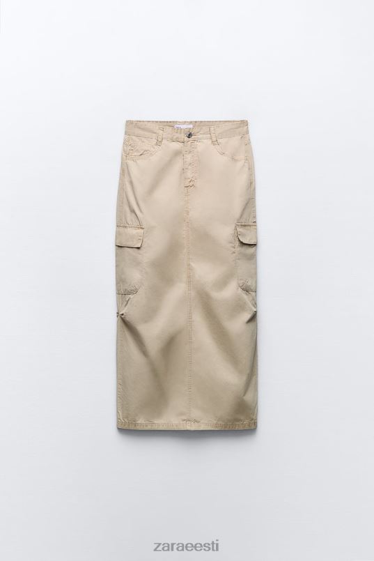 Zara midi cargo seelik naised kerge kaamel Riietus 42F0H665