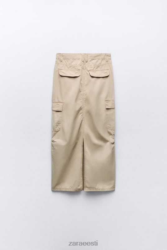 Zara midi cargo seelik naised kerge kaamel Riietus 42F0H665