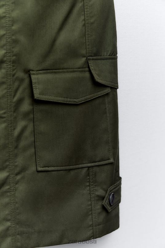 Zara midi taskuseelik naised keskmine khaki Riietus 42F0H655