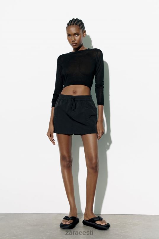 Zara nailonist skort naised must Riietus 42F0H557