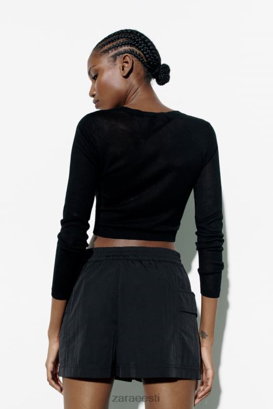 Zara nailonist skort naised must Riietus 42F0H557