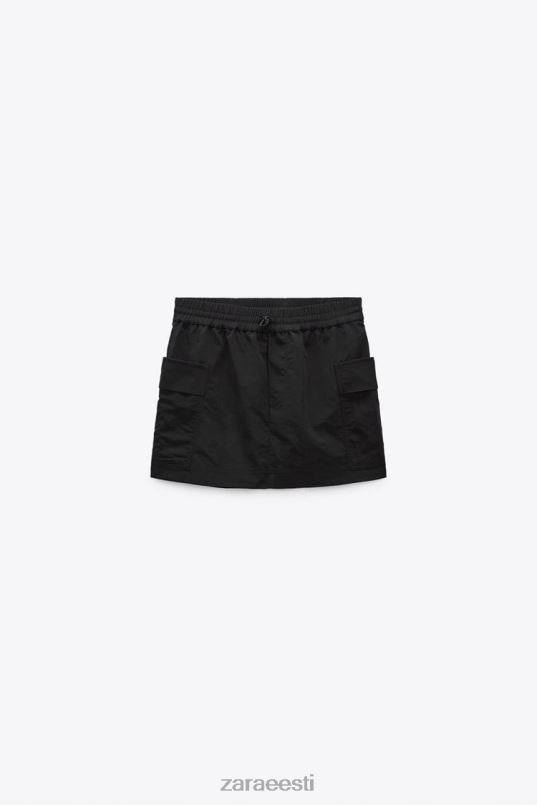 Zara nailonist skort naised must Riietus 42F0H557