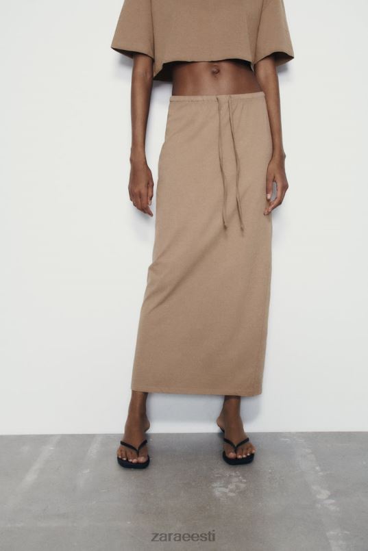 Zara pestud efektiga midiseelik naised hele pruun Riietus 42F0H686