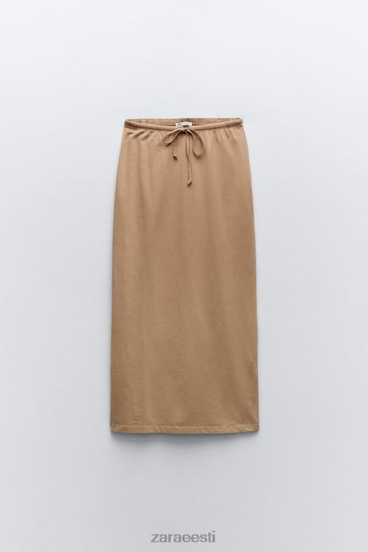 Zara pestud efektiga midiseelik naised hele pruun Riietus 42F0H686