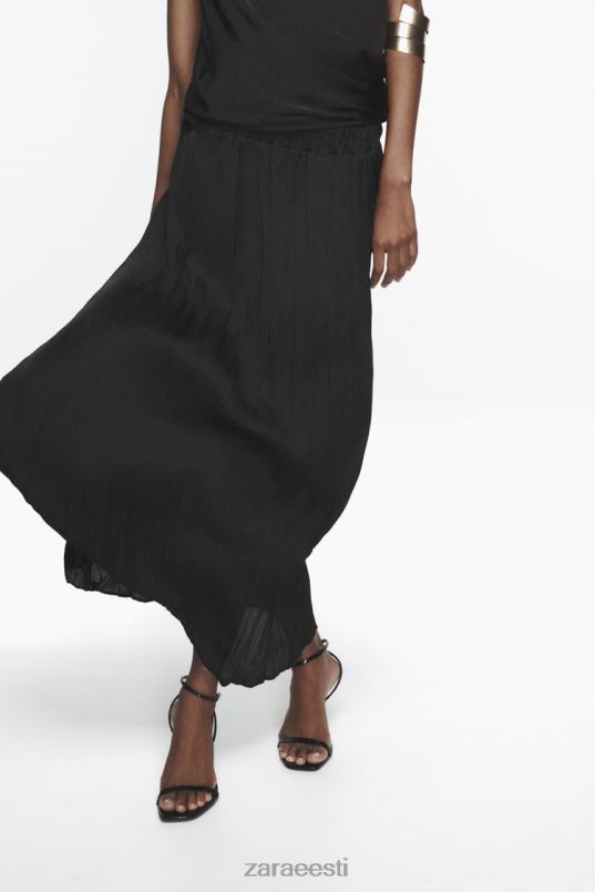 Zara pikk kortsuefektiga seelik naised must Riietus 42F0H694