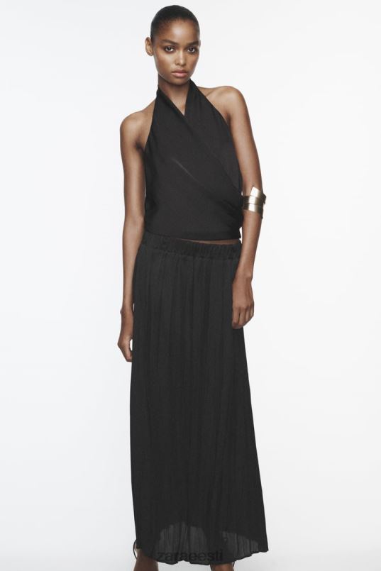 Zara pikk kortsuefektiga seelik naised must Riietus 42F0H694