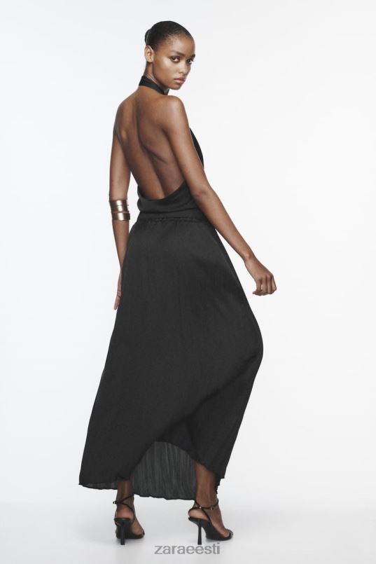 Zara pikk kortsuefektiga seelik naised must Riietus 42F0H694