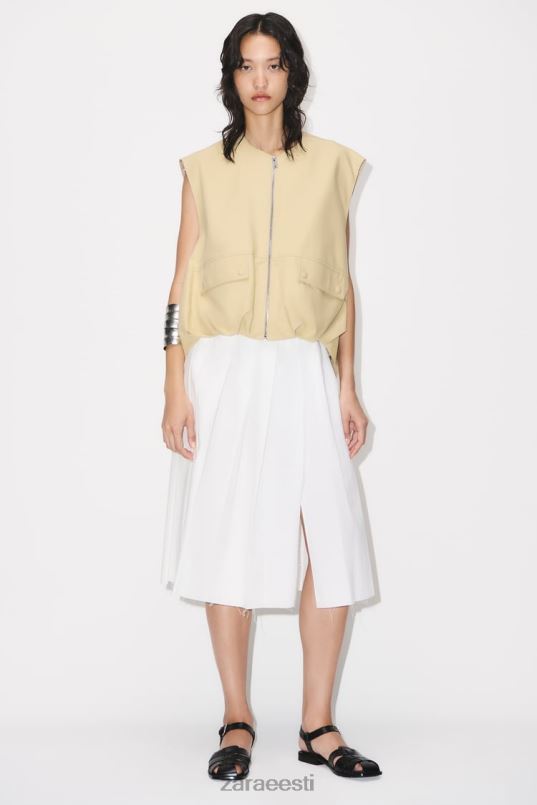 Zara plisseeritud midi seelik naised ekru Riietus 42F0H718