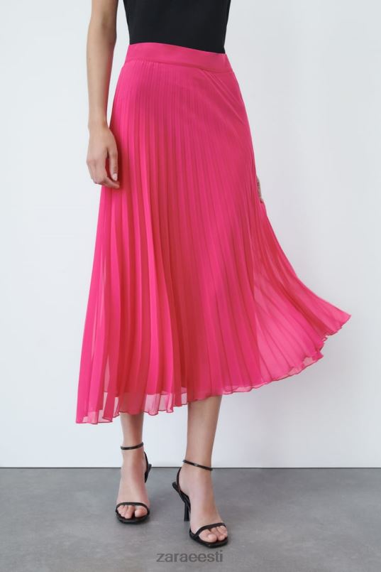 Zara plisseeritud midi seelik naised fuksia Riietus 42F0H697